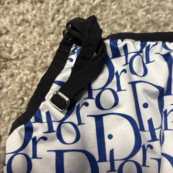 Dior monogram Cropped tank top in white and blue w/ adjustable straps - Picture 7 of 8